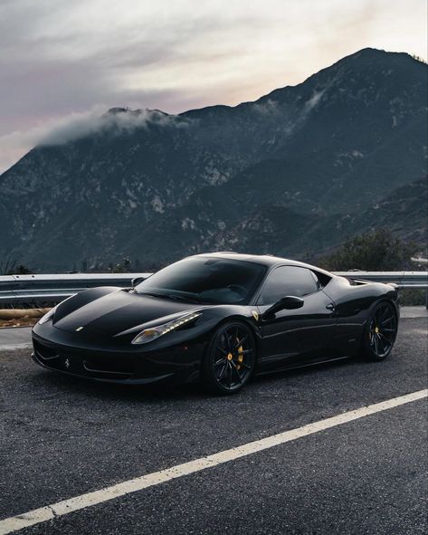 #ferrari #cars Black Farari Car, Ferrari Car Black, Farari Car Aesthetic, Ferrari Spyder 458, Ferrari 458 Italia Wallpapers, Ferrari 458 Black, Ferrari 458 Italia Black, Black Supercar, Ferrari La Ferrari