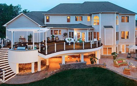 Second Story Deck, Patio Pictures, Houses Architecture, Dream Deck, Trex Deck, Decks Backyard, Backyard Deck, Backyard Retreat, Deck Ideas