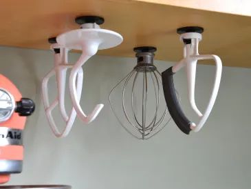 This Etsy Organizer Will Corral All Your KitchenAid Stand Mixer Attachments | Kitchn Mixer Attachments, Kitchenaid Mixer, Kitchenaid Stand Mixer, Wire Whisk, Sleek Kitchen, Clearing Clutter, Up House, Kitchen Mixer, Space Saver