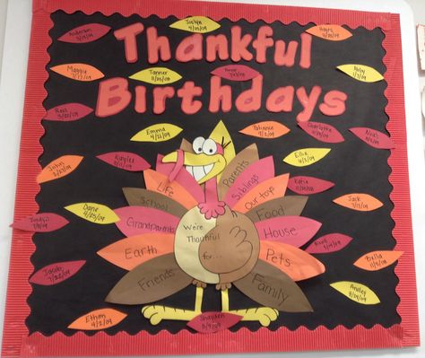 Birthday board ideas: Thanksgiving theme Thanksgiving Birthday Bulletin Boards, November Birthday Board Classroom, School Birthday Bulletin Boards, Diy Birthday Bulletin Board Classroom, November Birthday Bulletin Boards, November Birthday Board Ideas, September Birthday Bulletin Board Ideas, Thanksgiving Birthday Board, November Birthday Bulletin Board Ideas