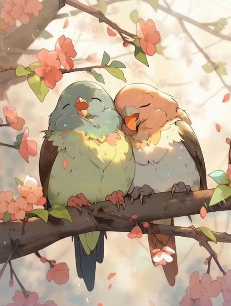 Love Birds Drawing, Birds In Love, 1000 Subscribers, Portrait Cartoon, Calming Music, Cute Animal Drawings Kawaii, Pop Art Wallpaper, Magical Garden, Landscape Drawings