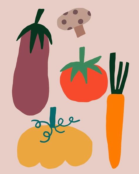 Vegetable Graphic Design, Vegetable Illustration Design, Veggie Illustration, Environmental Illustration, Avocado Illustration, Vegetables Illustration, Vegetable Print, Vegetable Design, Vegetable Illustration