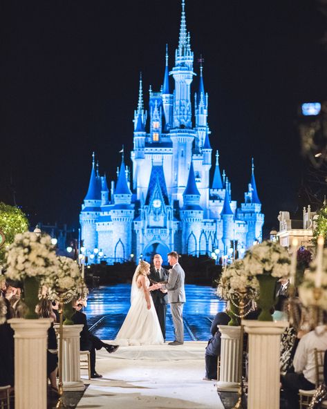 Disney Wedding | Magic Kingdom Wedding Disney Castle Wedding, Magic Kingdom Wedding, Disney Fairytale Wedding, Disney Wedding Ideas, Disney World Wedding Reception, Disney Wedding Pavilion Decor, Disney Wedding Pavilion, Magic Kingdom Wedding Photos, Disney Proposal