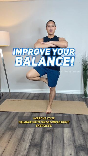 Balance Excersize, Exercises To Improve Balance, Improve Balance Exercises, Balance Practice, Justin Augustin, Body Workout Routine, Beginner Exercises, Home Exercises, Full Body Workout Routine