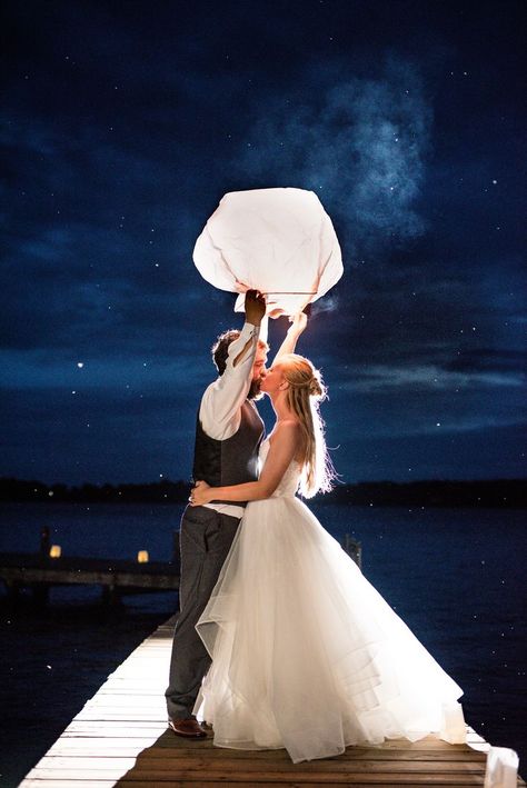 Summer Lake Wedding, Lake Side Wedding, Lake Wedding Ideas, Dock Wedding, Campground Wedding, Summer Dresses For Wedding Guest, Cottage Wedding, Cabin Wedding, Wedding Lanterns