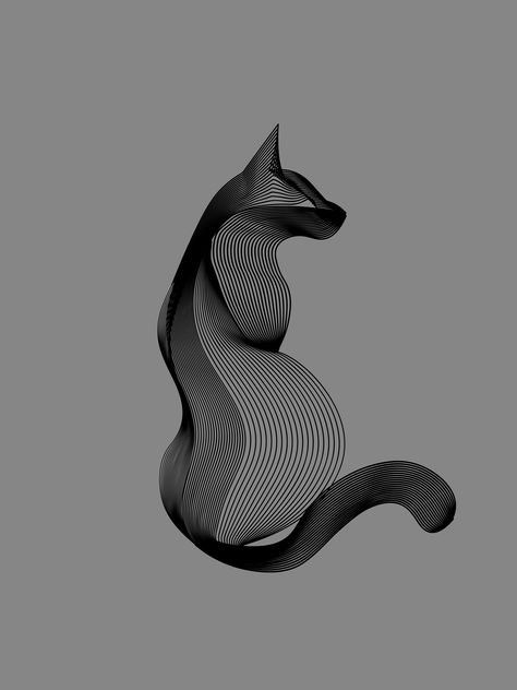 Cat in moire, blend tool illustrator   #illustration #ideas #cat #blend #illustrator #design Blend Tool Design, Cat Graphic Design Illustration, Blend Art Illustrator, Cats Graphic Design, Blend Illustrator Design, Blending Illustrator, Graphic Design Illustration Ideas, Blend Illustrator, Op Art Ideas