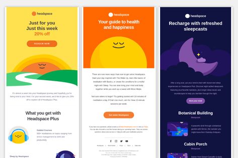 Edm Template, Email Marketing Template Design, Headspace App, Newsletter Layout, Mailer Design, Email Template Design, Lead Generation Marketing, Email Marketing Template, Email Design Inspiration