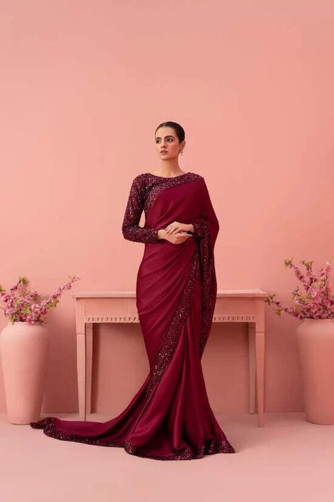 Elegant outfit Saree Styles is stunning clothing that will give the dazzling lady of the hour a head-turning look on the main day of her life. Luxurious plans, weaving, and goldwork make this shocking clothing Pakistani Embellished Maroon Moon Light an encapsulation of magnificence, awesome,stunning and traditional beauty culture in society.

for more details contact us on our what’s 
+1 (732) 351-5426
Visit our website 
www.nameerabridal.com
#bridaldressonline #bridaloutfit #usabridalgown #usab Glamorous Saree, Maroon Saree, Latest Summer Fashion, Beauty Culture, Saree Silk, Moon Light, Dubai Fashion, Stunning Outfits, Summer Fashion Trends