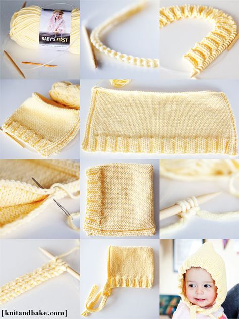 Baby Hat Diy, Baby Bonnet Knitting Pattern, Bonnet Knitting Pattern, Baby Knit Hat, Tricot Baby, Knit Bonnet, Nice Baby, Baby Hat Knitting Pattern, Bonnet Pattern