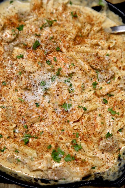 Cajun Steak and Shrimp Alfredo is a quick and easy meal that is loaded with amazing flavors. Great for any night of the week and delicious enough to serve for company. Creamy Cajun Steak Pasta, Cajun Steak And Shrimp Pasta, Cajun Steak Alfredo Pasta, Creamy Cajun Steak Alfredo, Steak And Shrimp Alfredo Pasta, Cajun Fettucini Alfredo, Cajun Steak Pasta, Cajun Shrimp Pasta Alfredo, Cajun Steak And Shrimp