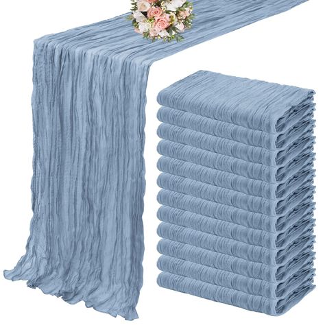 Boho Wedding Table Runner, Table Runner For Wedding, Gauze Table Runner, Cheesecloth Table Runner, Blue Table Runner, Long Table Runner, Romantic Table, Draping Fabric, Birthday Party Tables