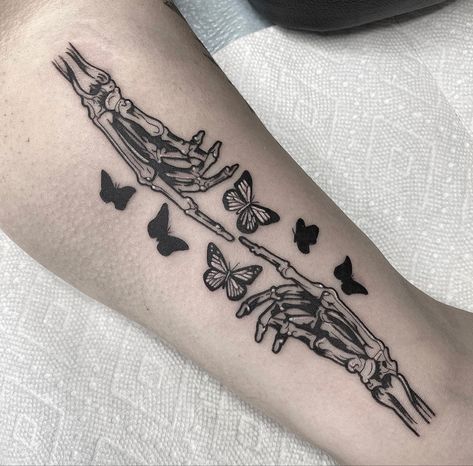 Minimalist Butterfly Tattoo, Minimalist Butterfly, Pretty Hand Tattoos, Wicked Tattoos, Skeleton Tattoos, 4 Tattoo, Doodle Tattoo, Forearm Tattoo Women, Dope Tattoos For Women