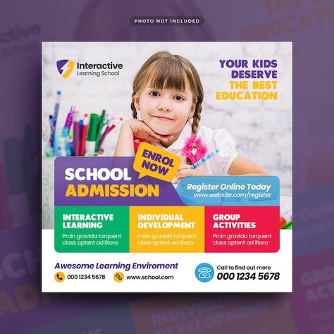 Educational Banner Design, School Banner Design Ideas, School Banner Design, School Social Media, Web Design Creative, School Advertising, Admissions Poster, Pc Photo, Education Banner