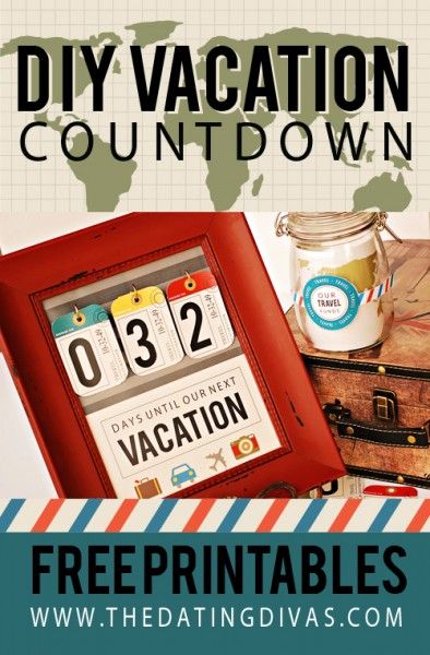 DIY Vacation Countdown  |  The Dating Divas  |  http://www.thedatingdivas.com/craft-tutorial/diy-vacation-countdown/ Vacation Countdown, Mom Crafts, Travel Fund, Travel Crafts, The Dating Divas, Dating Divas, Countdown Calendar, Jar Labels, Craft Tutorial