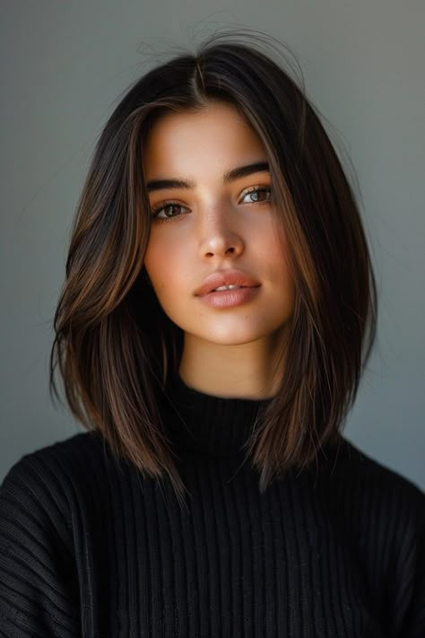 40 Hairstyles for Straight Hair to Make You Stand Out 6 Long Bob Women, Mid Length Hair Side Part Straight, Shoulder Cut Hairstyles, Long Bangs Shoulder Length Hair, Sleek Shoulder Length Hair, Short Lob Haircut Straight, Bob Cut Long Hair, Straight Layered Short Hair, Long Layered Shoulder Length Hair