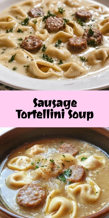 Cozy Sausage Tortellini Soup Recipe | Comforting Autumn Delicacy Warm up this November with our savory Sausage Tortellini Soup! Packed with flavor, tender cheese-filled tortellini, and fresh spinach, this easy-to-make dish is perfect for family dinners or a soothing weekday lunch. Try this ultimate comfort food today! Sausage Tortellini Soup Crockpot, Tortellini Soup Crockpot, Autumn Soup, Sausage Tortellini Soup, Sausage Soup Recipes, Sausage Tortellini, Soup Crockpot, Tortellini Recipes, Bacon Soup