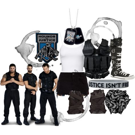 This will look good on a WWE diva if they were in The Shield Wwe Womans Outfits, The Shield Wwe Wallpaper, Wwe Attire, Wwe Costumes, Wwe Ring Gear, Wwe The Shield, Wwe Ring, Wrestling Clothes, Wwe Shield