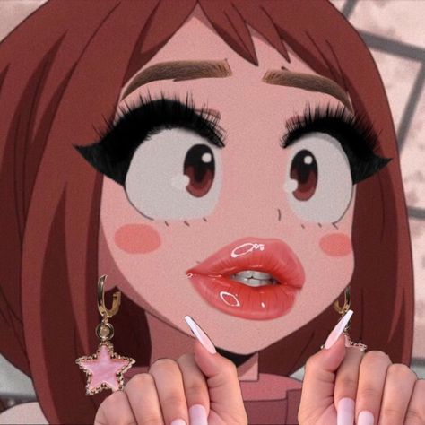 Anime Funny Face, Mha Uraraka, Makeup Anime, Anime Meme Face, Mha Pfp, Cursed Anime, Roblox Profile, Face Anime, Ochaco Uraraka