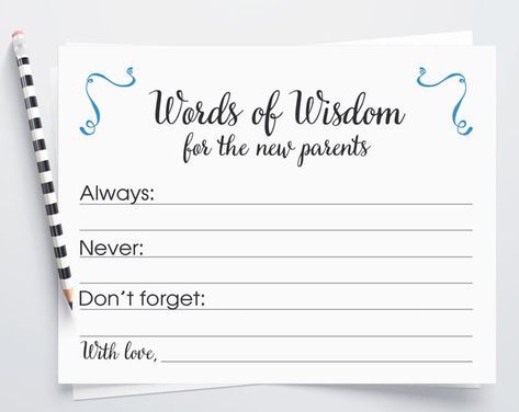 7th Month, Baby Shower Advice Cards, Baby Shower Wording, Baby Shower Advice, Fun Baby Shower Games, Simple Baby Shower, Cute Words, Baby Advice, Baby Shower Guest Book