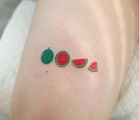 Watermelon Tattoo, Emoji Tattoo, Fruit Tattoo, Small Tats, Cute Watermelon, Cute Little Tattoos, Cute Tiny Tattoos, Little Tattoos, Fine Line Tattoos