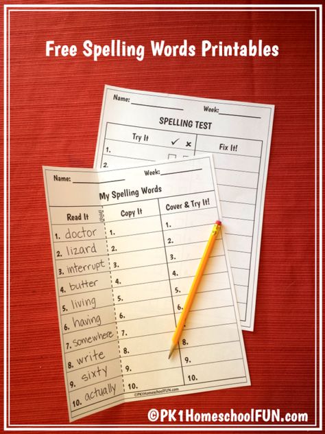 Spelling Test Printables For Kindergarten, 1st grade, 2nd grade Teaching Spelling Words, Spelling Word Activities, Spelling Word Practice, 1st Grade Spelling, Spelling List, 2nd Grade Spelling, Teaching Spelling, Spelling Test, Spelling Worksheets