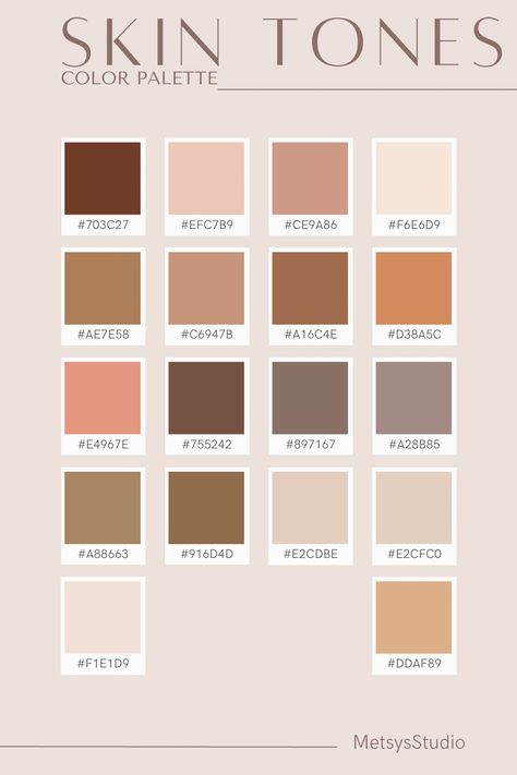 { #colorpalette #colors #brown #cream #skin #skintones #ideas #designers #design } Brown Skin Color Palette, Color Palette For Skin Tone, Skin Tone Pallet, Skin Tones Color Palette, Bloxburg Colors, Skin Tone Color Palette, Skin Color Paint, Yoga Branding Design, Skin Tone Color