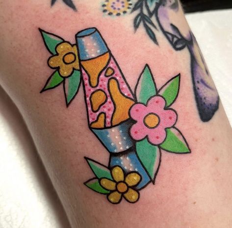 Lava Lamp Tattoo, Traditional Flash Tattoo, Lamp Tattoo, Traditional Flash, Glitter Tattoo, Line Art Tattoos, Bullet Journal Themes, Journal Themes, Tattoo Sticker