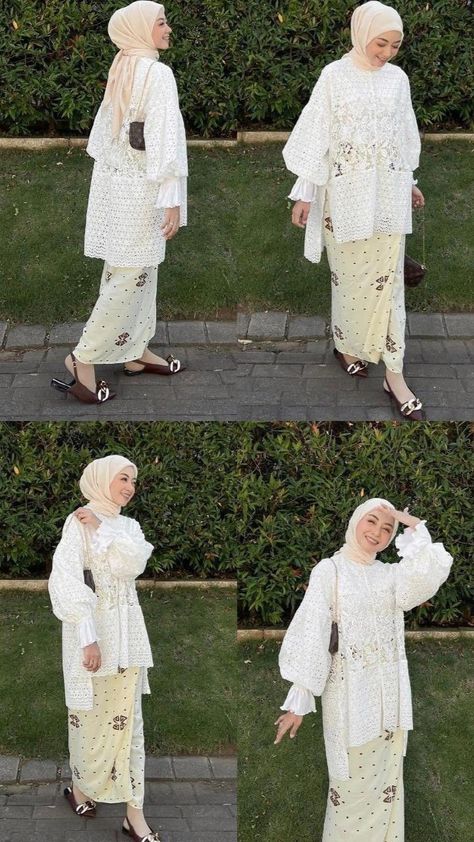 Outfit Kondangan Casual, Kebaya Songket, Lebaran Outfit, Mix And Match Outfits Hijab, Kondangan Outfit, Kebaya Modern Dress, Tutorial Hijab Pashmina, Rok Outfit, Match Outfits