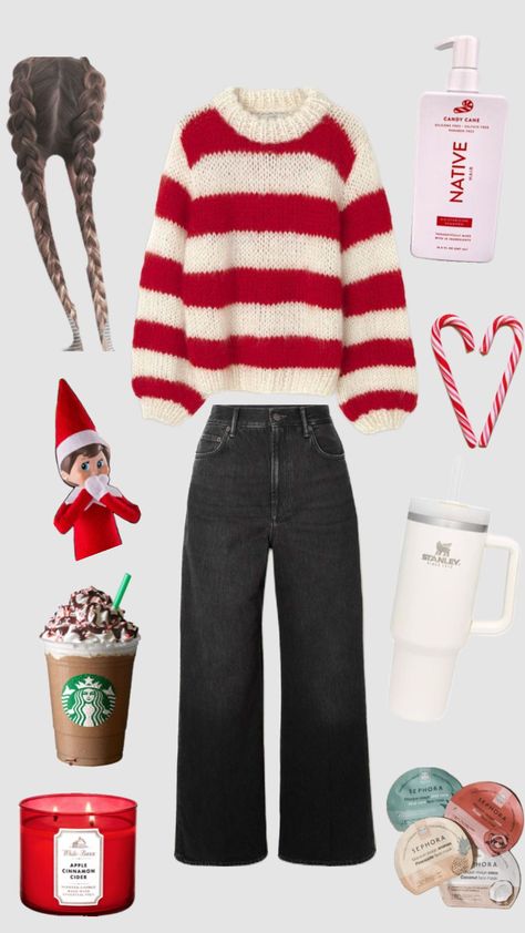 Navidad Aesthetic, Preppy Christmas Outfit, Outfits To Wear To School, Aesthetic Ropa, Cozy Christmas Outfit, Christmas Fashion Outfits, Casual Holiday Party, Christmas Fits, Cute Christmas Outfits