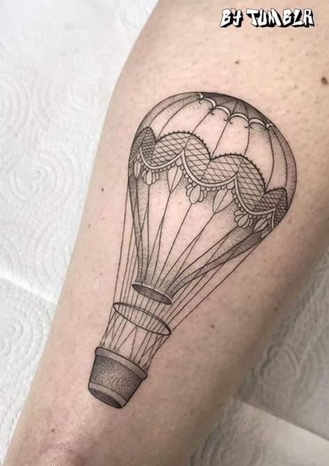 Hot Air Balloon Tattoo, Air Balloon Tattoo, Tiny Flower Tattoos, Balloon Tattoo, Bird Tattoo Wrist, Tattoo Themes, Discreet Tattoos, Vintage Tattoo, Dope Tattoos