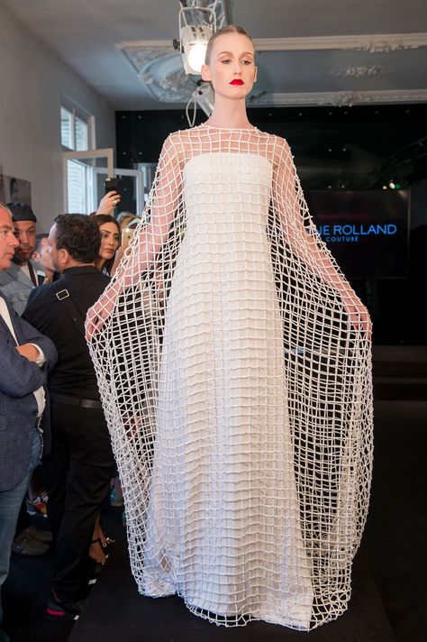 Stephane Rolland dress.   How do you like this fish net I'm wearing? Jk. Fish Net Dresses, Lorde Tour, Fish Net Dress, Stephan Rolland, Netting Dress, Paris Couture Week, Hole Dress, Couture 2015, Best Gowns