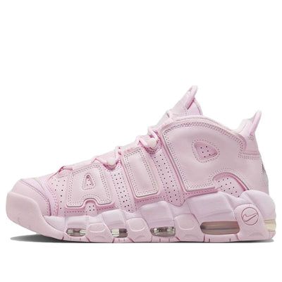 The Nike Air More Uptempo 'Pink Foam' is a bold statement piece. Featuring a vibrant pink foam upper, contrasting black accents, and iconic "AIR" branding, these sneakers are sure to turn heads. Lightweight cushioning and durable construction provide all-day comfort, while the rubber outsole ensures superior traction. Elevate your streetwear game with this eye-catching design. Basketball Shoes Women's Colorful, Nike Concept Shoes, Nike Air More Uptempo Outfit, Nike Air Uptempo Shoes, Pink Filas, Baddie Sneakers, Cute Stuff To Buy, Shoe Inspo Sneakers, Black And Pink Shoes