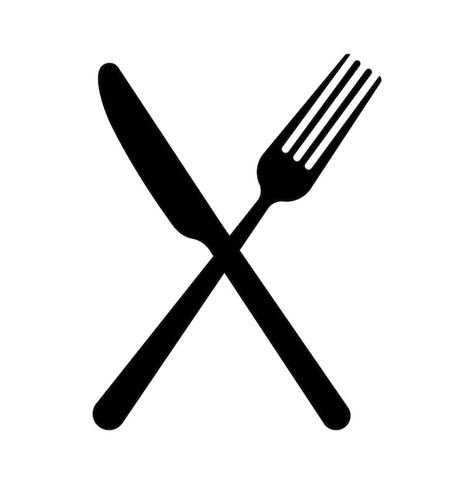 Knife And Fork Illustration, Fork And Knife Logo, Knife Logo, Shape Silhouette, Black Shadow, Knife And Fork, Flat Style, Logo Concept, Vector Photo