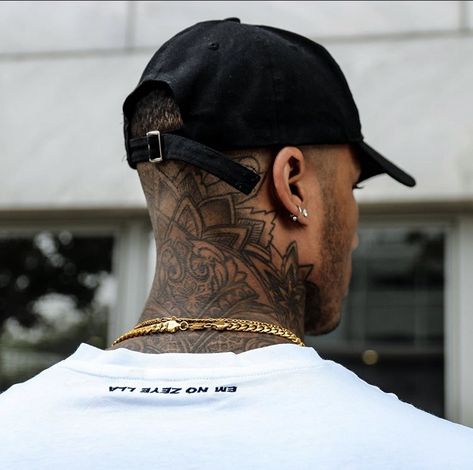 Hair Tattoo Men, Back Of Neck Tattoo Men, Full Neck Tattoos, Butterfly Neck Tattoo, Tree Tattoo Forearm, Best Neck Tattoos, Back Of Neck Tattoo, Maori Tattoo Designs, Sick Tattoo