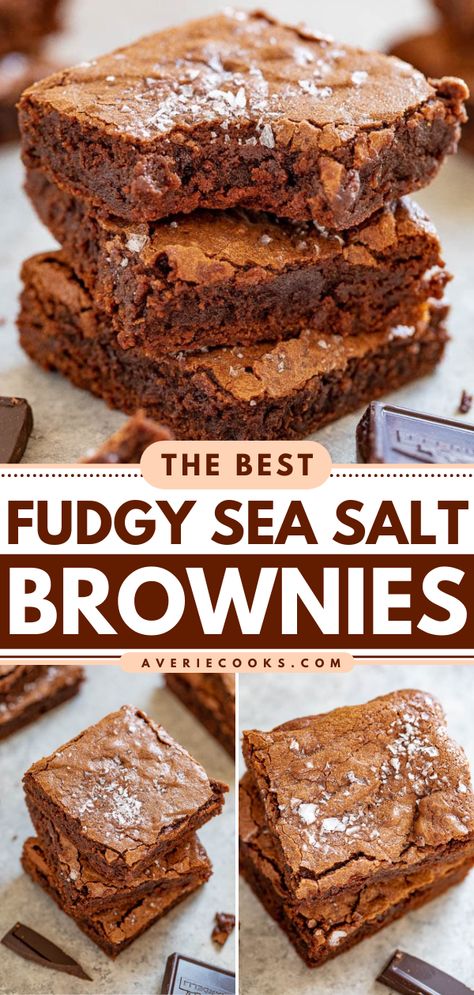 Dark Chocolate Sea Salt Brownies, Sea Salt Desserts, Salted Brownies, Sea Salt Brownies, Blondies Recipes, Business Bakery, Perfect Christmas Dessert, Black Color Hairstyles, Brownies Recipes