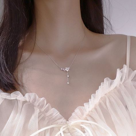 Climber Earrings Silver, Cherry Flower, Long Tassel Necklace, Pendant Necklace Simple, Romantic Jewellery, Climber Earrings, Sterling Silver Flowers, Lariat Necklace, Drop Necklace