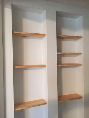 between-the-studs storage - how we constructed a small but essential pantry Between The Studs Bookcase, Shelves In Wall Studs, Built Ins Between Studs, Between The Studs Pantry, Small Wall Storage, Shelves In Between Studs, Bookshelf Between Studs, Bookcase Between Studs, In Between Stud Storage