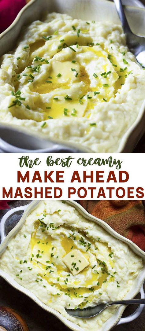 Mashed Potatoes For A Crowd, Potatoes For A Crowd, Mashed Potatoes Thanksgiving, Make Ahead Mashed Potatoes, Creamy Potatoes, Best Mashed Potatoes, Thanksgiving Cooking, Potato Recipes Side Dishes, Thanksgiving Recipes Side Dishes