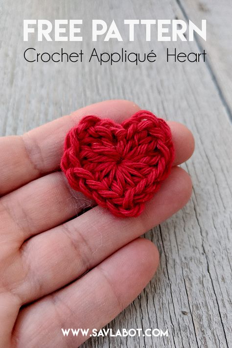 Crochet Yarn Heart and Free Yarn Heart Note Card PDF – Savlabot Crochet Flat Heart, Crochet Heart Ideas, Small Crochet Heart Pattern Free, Crochet Heart Pattern Free, Small Crochet Heart, Amigurumi Accessories, Heart Pattern Crochet, Crocheted Scrunchies, Appliqué Crochet