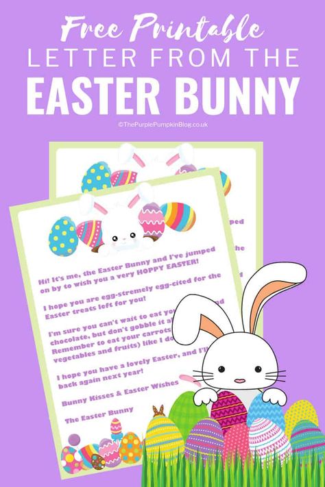 This Free Printable Letter from the Easter Bunny is perfect for placing inside Easter Baskets! #EasterBunny #EasterPrintables #ThePurplePumpkinBlog #FreePrintables Letter From The Easter Bunny, Easter Bunny Letter, Easter Bunny Template, Easter Craft Activities, Bunny Templates, Easter Games, Personalized Easter Bunny, Free Printable Letters, Easter Printables Free