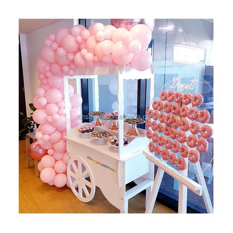 Acrylic Donut Wall, Candy Cart Wedding, Wedding Sweet Cart, Cart Display, Girl Graduation Party, Dessert Cart, Wedding Business Ideas, Modern Birthday Cakes, Sweet Cart