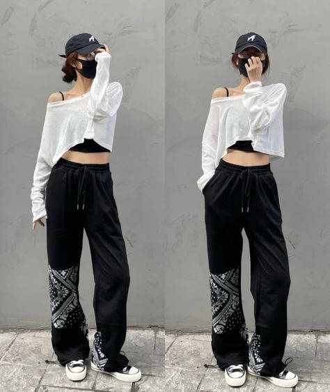 Dancer Outfits Hip Hop Aesthetic, Dancer Casual Outfits, Black And White Dance Practice Outfit, Dance Tops Practice, Dancer Clothes Hip Hop, Cute Dance Practice Outfits, Dancer Style Outfits Hip Hop, Korean Dancer Outfit, Street Dance Fashion