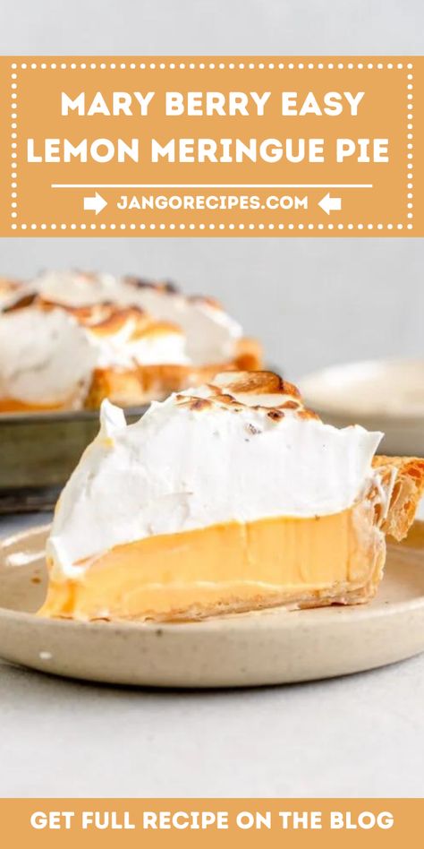 Do you want an easy and tasty treat? Try this Mary Berry Easy Lemon Meringue Pie Recipe! #MaryBerryEasyLemonMeringue #PieRecipe Mary Berry Lemon Meringue Pie, Mary Berry Meringue, Mary Berry Lemon Tart, Mary Berry Cheesecake, Easy Lemon Meringue Pie Recipe, Marry Berry Recipes, Easy Lemon Meringue Pie, Mary Berry Desserts, Mary Berry Recipes Baking