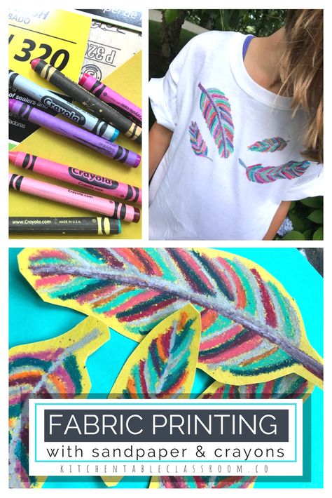 Use plain old crayons and sandpaper to print permanently on fabric.  Kids can make their own t-shirts and custom fabric designs with this easy fabric printing method! Diy T Shirt Printing, Smart Tiles, Design Your Own Shirt, Diy Vetement, Fabric Printing, Fabric Designs, Camping Art, Fabric Medium, Diy Shirt