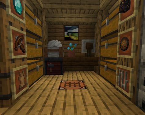 Small storage idea with workstation #minecraft Workstation Minecraft, Small Storage Minecraft, Minecraft Workstation Ideas, Minecraft Workstation, Minecraft Storage, Mc Ideas, Storage Idea, Minecraft Tutorial, Minecraft Builds