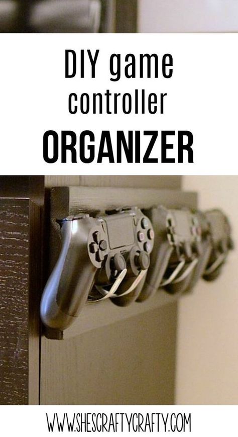 DIY video game controller organizer, holder Game Controller Holder, Video Game Organization, Video Game Bedroom, Diy Batman, Game Bedroom, Video Game Storage, Video Game Room Ideas, Diy Video Game, Gaming Bedroom