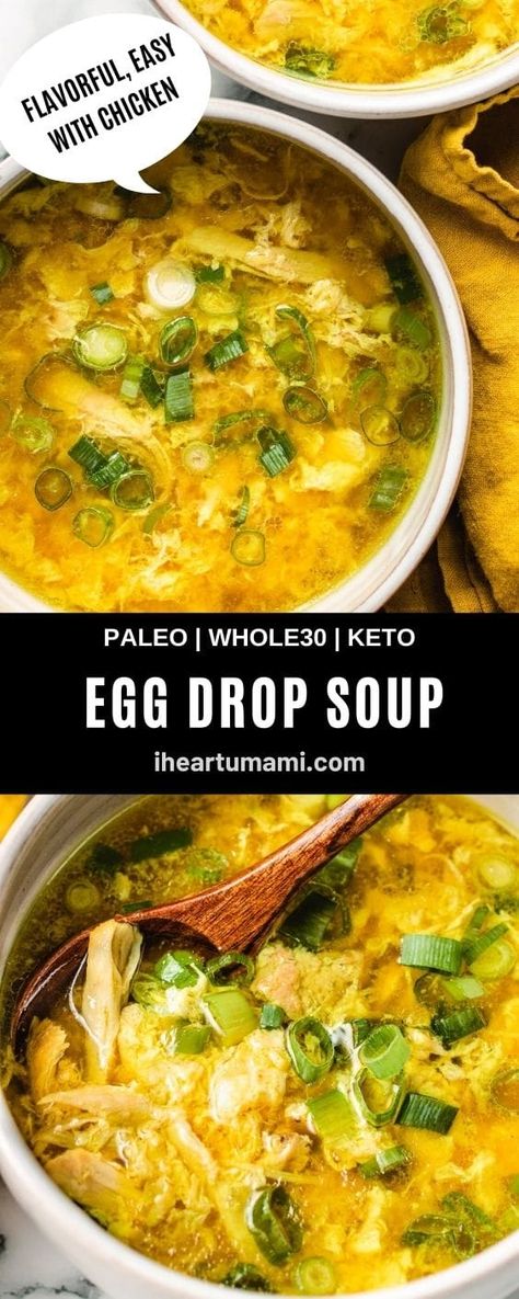 The best Keto Egg Drop Soup with the most flavorful Chinese chicken bone broth made from scratch with fluffy egg ribbons and ready in minutes! Keto Egg Drop Soup, Bone Broth Soup Recipes, Egg And Grapefruit Diet, Bone Broth Soup, Soup Keto, Chicken Bone Broth, Paleo Soup, Whole30 Keto, Bone Broth Recipe