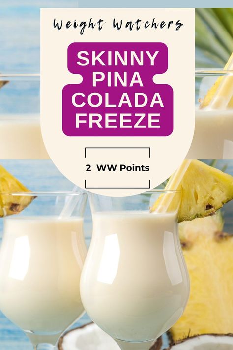 This is the only mocktail you'll need this summer. If a Pina Colada is one of your favorites, try this refreshing Pina Colada Freeze.  Healthy and delicious non-alcoholic drink! Low Cal Pina Colada Recipe, Healthy Pina Colada, Protein Salad Recipes, Summer Mocktails, Pina Colada Recipe, Pina Coladas, Points Recipes, Refreshing Summer Drinks, Alcoholic Drink