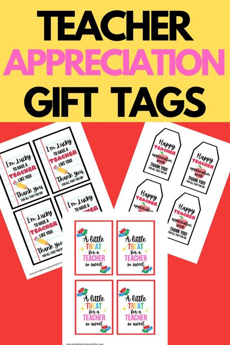 These free printable teacher appreciation gift tags are the perfect addition to any teacher gift. There are 6 free printables to choose from for teacher appreciation tags. Show teachers you care with a sweet gift. Happy Teacher Appreciation Tags Free Printable, Teacher Appreciation Notes Printable, Teacher Appreciation Gift Tags Free, Teacher Gift Tags Printable Free, Mason Jar Teacher Appreciation Gifts, Free Printable Teacher Appreciation Tags, Sweet Teacher Appreciation, Gift Tag Template Free Printable, Teacher Appreciation Gift Baskets