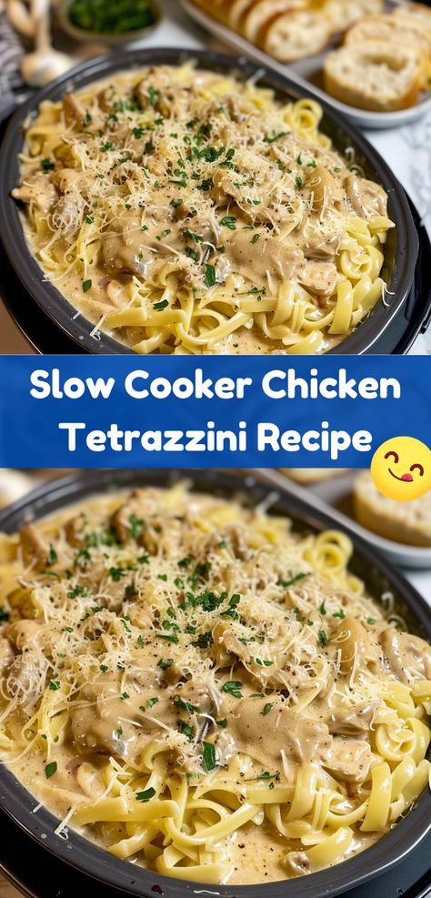 Slow Cooker Chicken Stroganoff, Chicken Breast Recipes Slow Cooker, Comfort Pasta Dishes, Easy Chicken Tetrazzini, Crockpot Chicken Alfredo, Chicken Tetrazzini Recipes, Chicken Breast Slow Cooker, Comfort Pasta, Chicken Tetrazzini